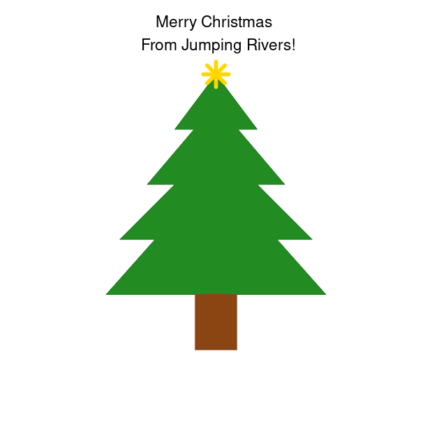 Green Christmas tree made with the Ggplot2 R package.