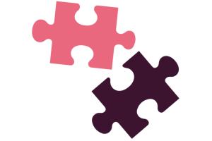 Cartoon of two jigsaw puzzle pieces.